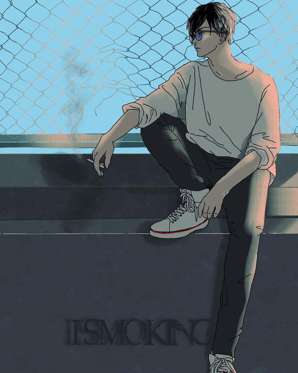 夏 やさぐれ新八 べつに新八のつもりじゃなかったんだけどね Ismoking 新八 銀魂 銀魂絵描きさんと繋がりたい 銀魂クラスタさんと繋がりたい 万事屋 めがね メガネ 眼鏡 ぱっつぁん 煙草 たばこ タバコ 喫煙 イラスト イラスト好きな人と