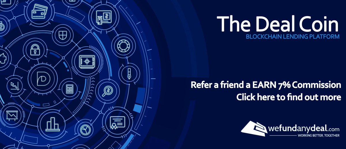 wefundanydeal's tweet photo. Buy your DEAL COINS today!!! Be part of our fast growing community. Join our refer a friend for 7% COMMISSION!!!!
https://t.co/ioZmcxMm7N … … … … … …  … …
You can buy The Deal Coin now!!  https://t.co/tAOKufoAqW             
#thedealcoin#ICO#blockchain #futureofp2plending https://t.co/Jx8uqeYnJT