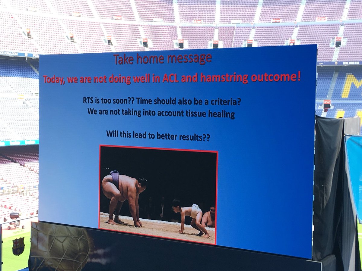 Great talk of Prof Witvrouw! Should RTP criteria not only be function based but also be time based?#footballmedicine #FFMED