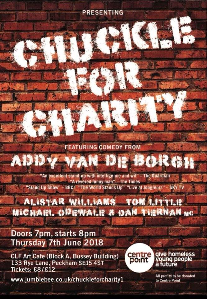 CiaraFarren's tweet photo. @GuiltFemPod Please could you help spread the word of my comedy event this week in Peckham. All profits go to @centrepointuk https://t.co/9CP11kf1dy