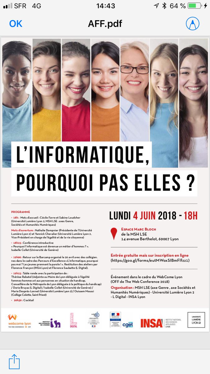FondBPascal's tweet image. 📣La fondation sera présente à &quot;L’informatique, pourquoi pas elles ?&quot; 👉 événement co-produit et co-animé par @4LDigital ds le cadre de #TheWebConference : RV ce soir à 18h, dans l&apos;espace Marc Bloch de la MSH LSE (14 avenue Berthelot, Lyon 7)
