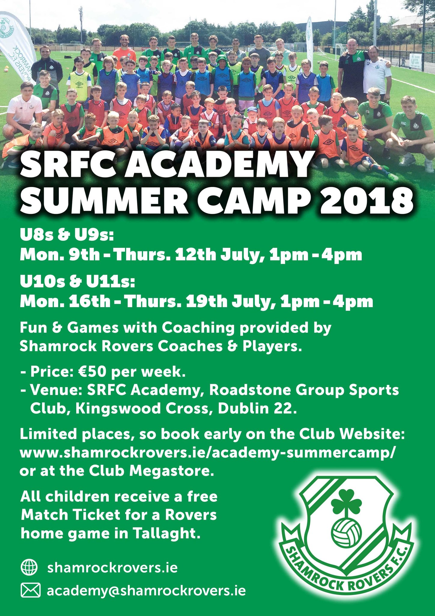 Shamrock Rovers Fc On Twitter Online Bookings Open For Our July Summer Camps U8 U11 Https T Co Gb0olszzxn