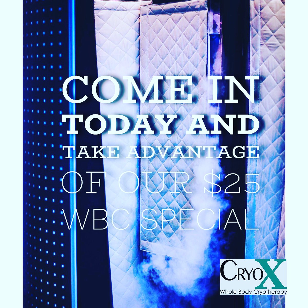 CryoXUS's tweet photo. Do you love Whole Body Cryotherapy? Come take advantage of our summer specials now! WBC sessions are just $25 all summer long. From pain relief, beauty, athletic recovery, and sport performance enhancement come see why all the stars and professional athletes love Cryo!! https://t.co/gbmaA0Yegv