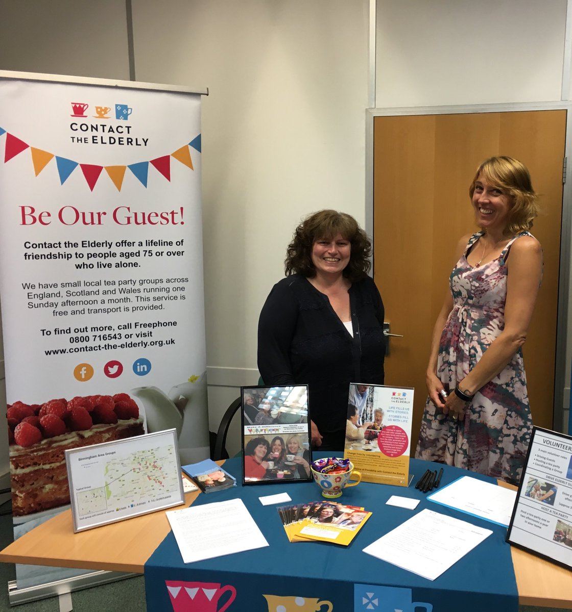 Tracy & Kath are all set up @BVSC Digbeth #Birmingham for the #VolunteerFair 

Come along all you lovely  #BrumVolunteers & find out how you could help with our ‘Contact The Elderly’ friendship groups for the over 75’s - driving or hosting.