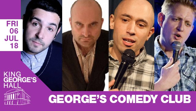 George's Comedy Club comes back with a bang on Friday 6th July with a great line-up. Tickets from £12.
Check out the comedy talents of @dannymccomic <a href="/mrdanevans/">dan evans</a> <a href="/_Aj_Roberts/">AJ Roberts</a> @howardread 

Book in advance => kinggeorgeshall.com/whats-on/georg…
