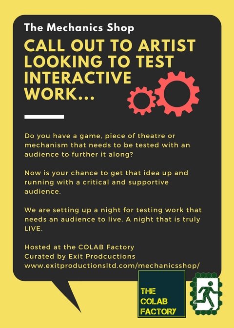 exitprodu's tweet image. Last chance to get your ideas up and testing. Get the application in by Friday....

exitproductionsltd.com/mechanicsshop/