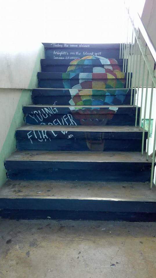 SirEmzoAlvarez's tweet photo. Hi, this is the updated stair paintings created by the artists who are students of Parada NHS in Valenzuela City;MJ Inocencio and John Rey Jimenez
These paintings are merely to inspire students as part of the BRIGADA ESKWELA 2018 program.
@UNIVERSE1230 
#BTS https://t.co/OnLUPsZOYO