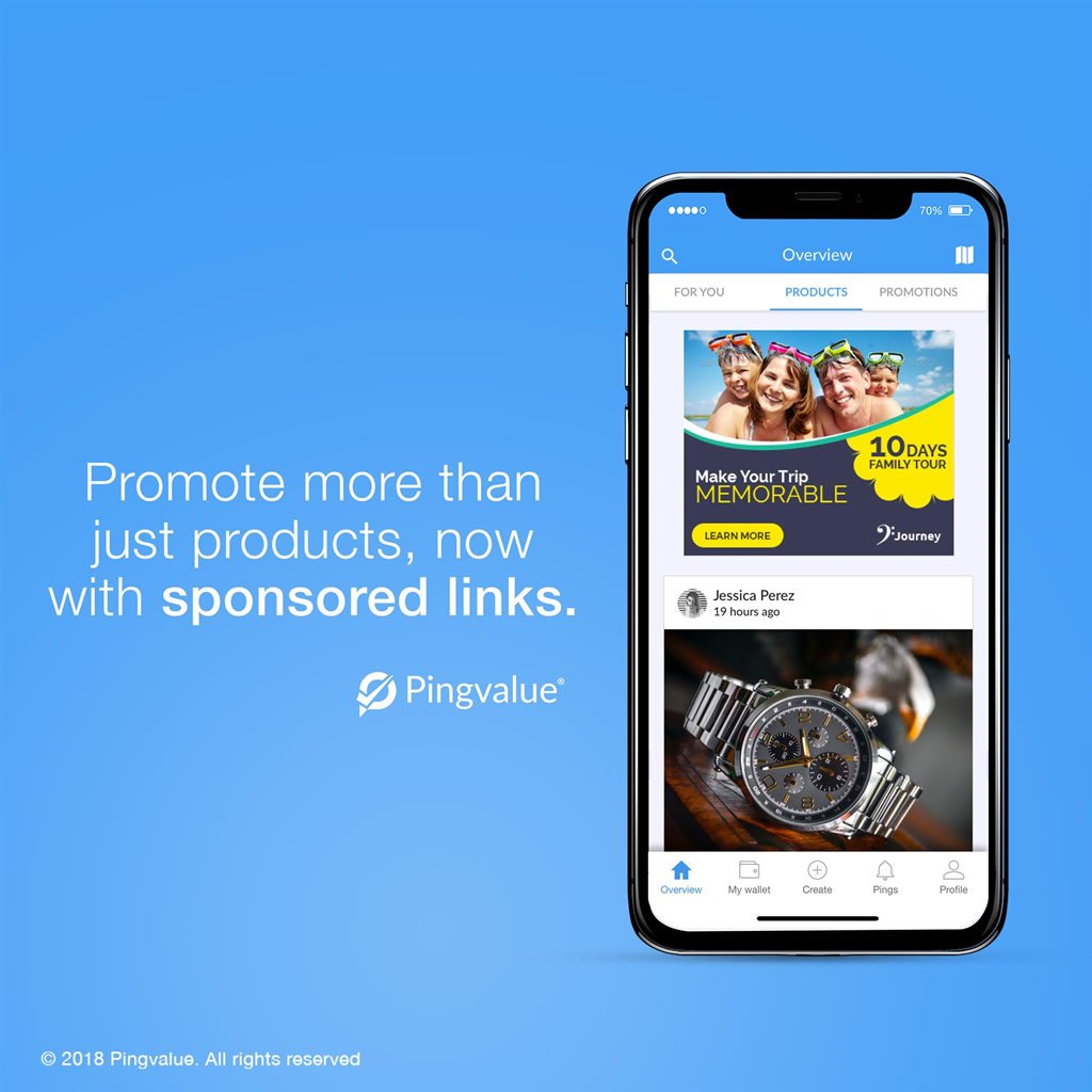 Pingvalue's new version 1.3.0 on iOS and Android allows you to promote your products with simple ads within product lists. Create sponsored links with Pingvalue now! #Pingvalue #Advertising