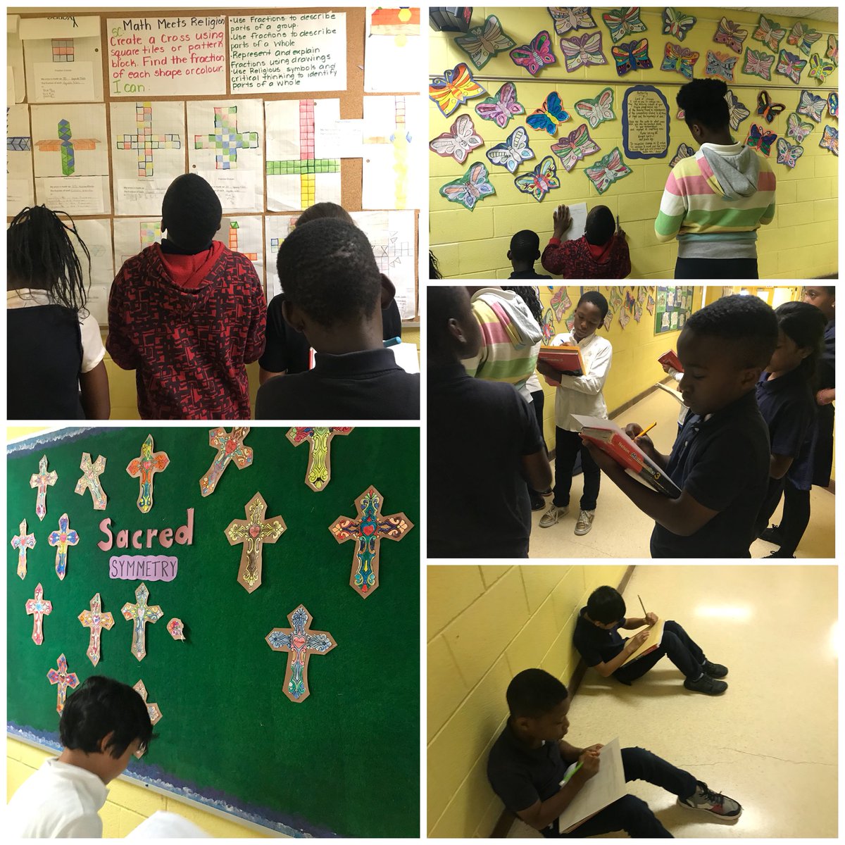 MissAGullusci's tweet image. Miss. Gullusci’s Class enjoying their final #MathGalleryWalk around he school! @deSalesTCDSB Students show cased their #Math and #Religion connection! #CrossCurricular #WeLoveMath
