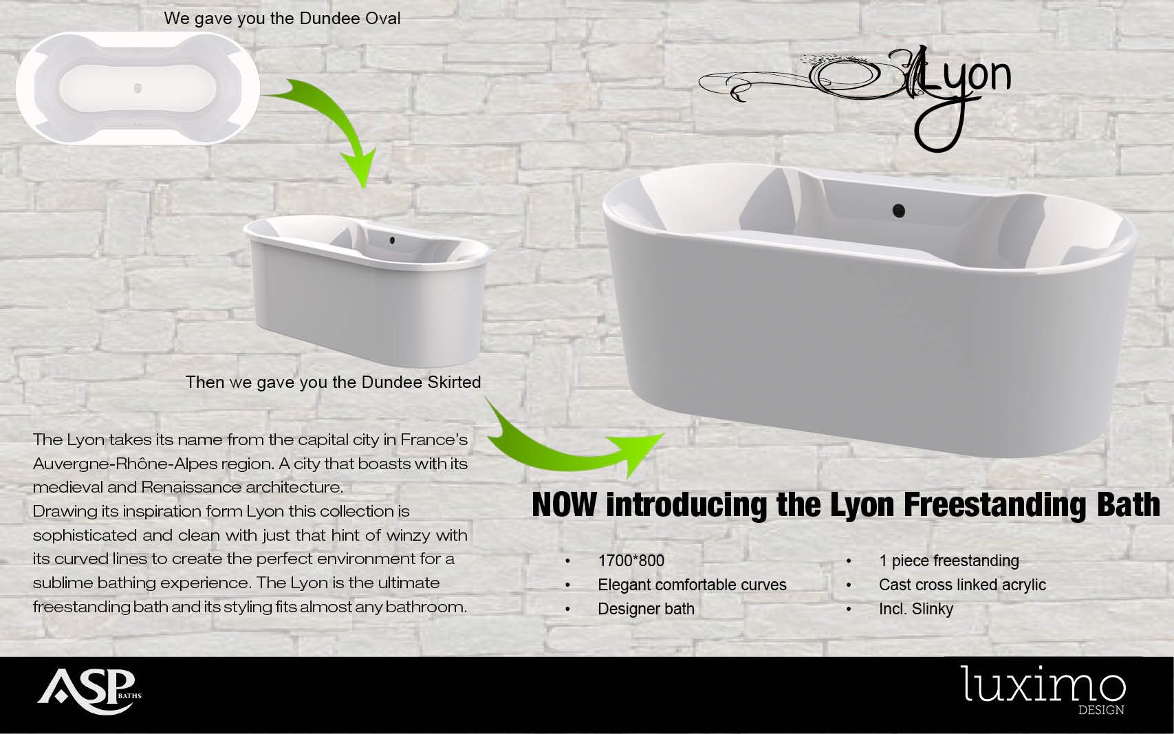 Luximo Design We Are Pleased To Announce The Launch Of Our New Bath Lyon One Piece Free Standing Bath With Its Beautiful Curves And Sophisticated Design It S The Only Bath You