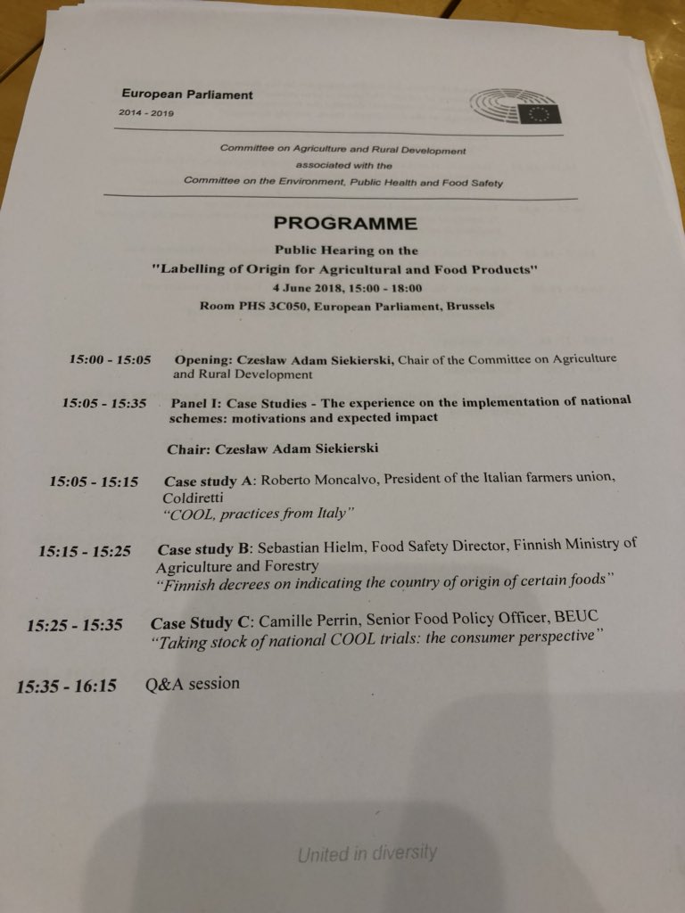 ASAireland's tweet photo. Debate at joint meeting between Committee on Agriculture and Committee on Environment @EUparliament on labelling of ‘origin for agricultural products’ #originLabelling https://t.co/axc3wBjO7j