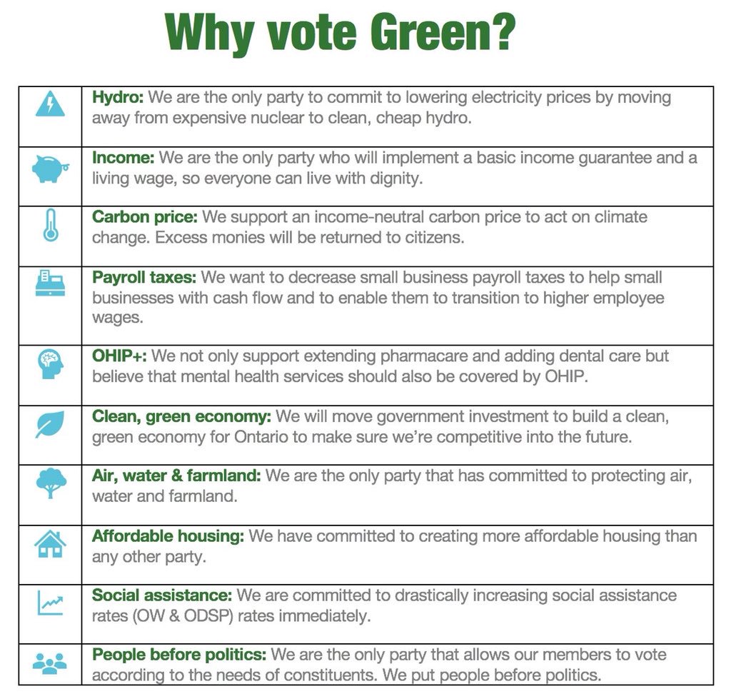 We 💚 the environment 🌱 and so much more! Ever wondered what else we stand for? 🏡👩‍⚕️Check it out here #ONpoli #GreenPartyOntario #GPO #GreenWave