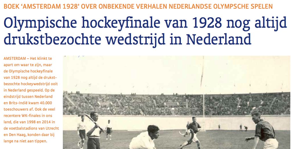 Fijn verhaal in de Hockeykrant Amsterdam én Rotterdam over mijn boek „Amsterdam 1928"