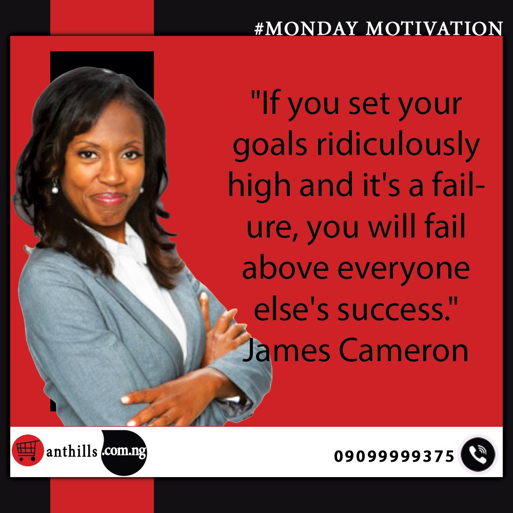 Anthills01's tweet photo. #anthillsonlinestore #mondaymotivation #goals #jamescameron 
if you set your goals ridiculously high and its a failure,you will fail above everyone success https://t.co/C9OriHGOYk
