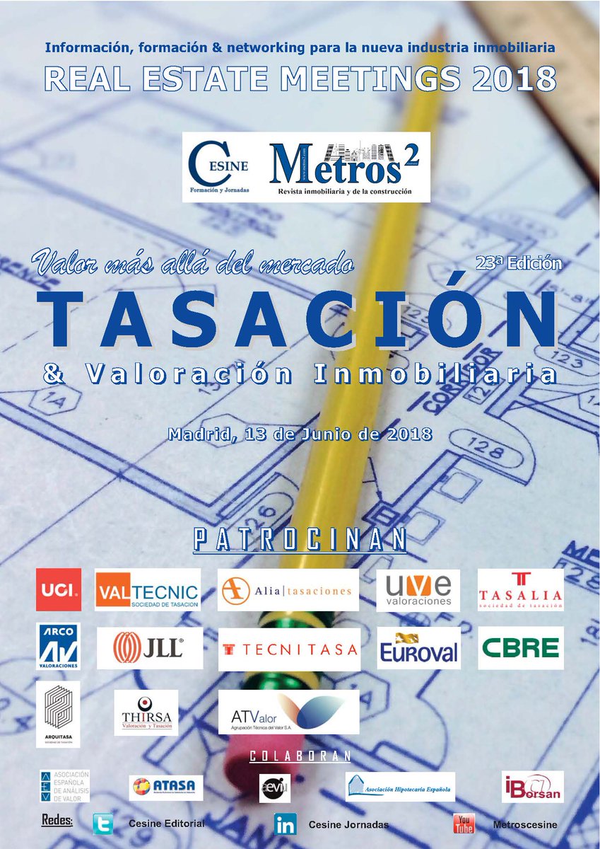 CesineEditorial's tweet photo. Avance Programa de #TASACION2018: Save de date 13-J: https://t.co/EP9yNQgLQS

@JLLSpain @AEVIU @CBRE_ES @arquitasamadrid @Tecnitasa @UVEVALORACIONES @euroval @Arcovalora https://t.co/7NY16HDp95