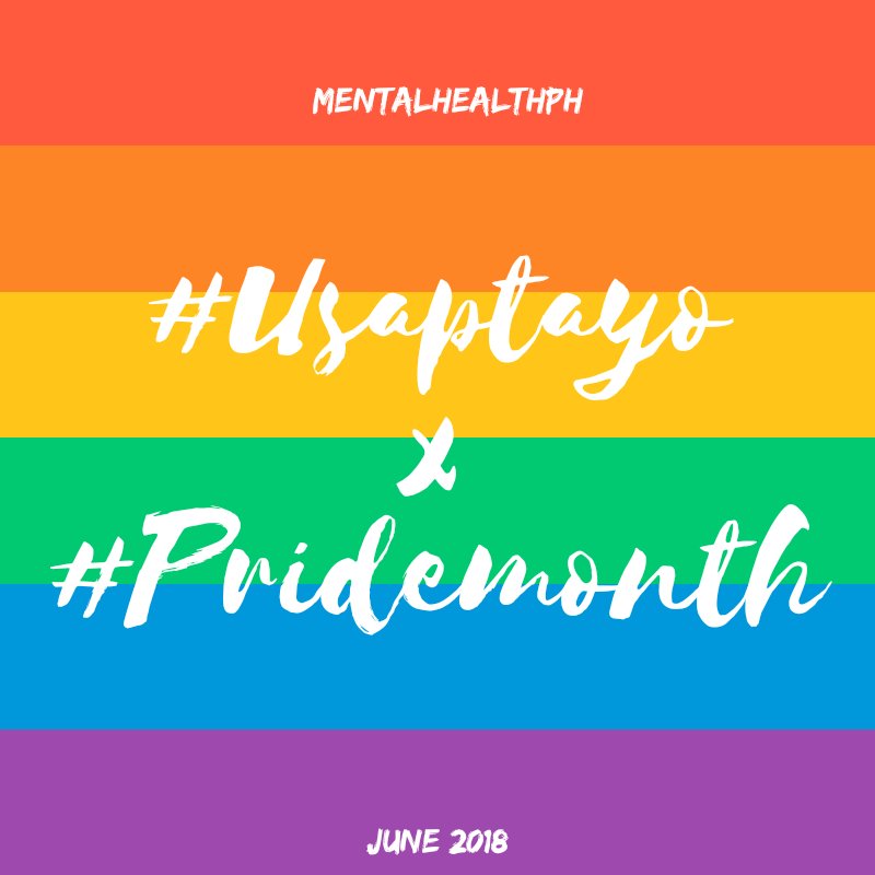 mentalhealthph's tweet photo. For this month's #UsapTayo, we will focus on LGBTQ in celebration of #PrideMonth! Stay tuned! https://t.co/2tM0w8xxGP