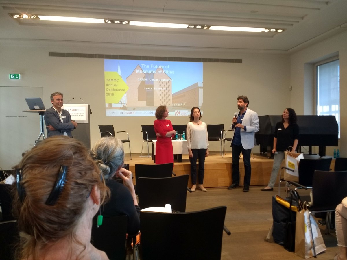 NicoleVanDijk2's tweet photo. #camoc Joana Sousa Montiero, Paul Spies, sibylle Dienesh, Brinda Sommer: 4 inspiring stories about citumuseum at the Camoc conference. #paulSpies 'The museum should be the villagedance of the futere.' https://t.co/skzP3soXml