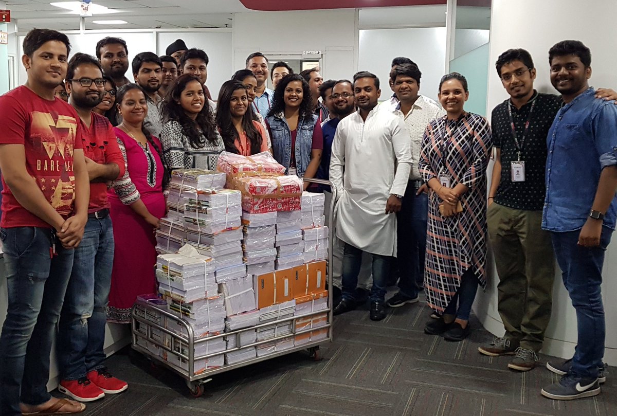 MicrolandLtd's tweet photo. #ProudMicrolander. Microland employees donate notebooks to 130 students of Devarabisanahalli Government School. Together we can!! #MicroGive #WeAreMicroland #CSR #SDG4 https://t.co/5txmlHVfdV