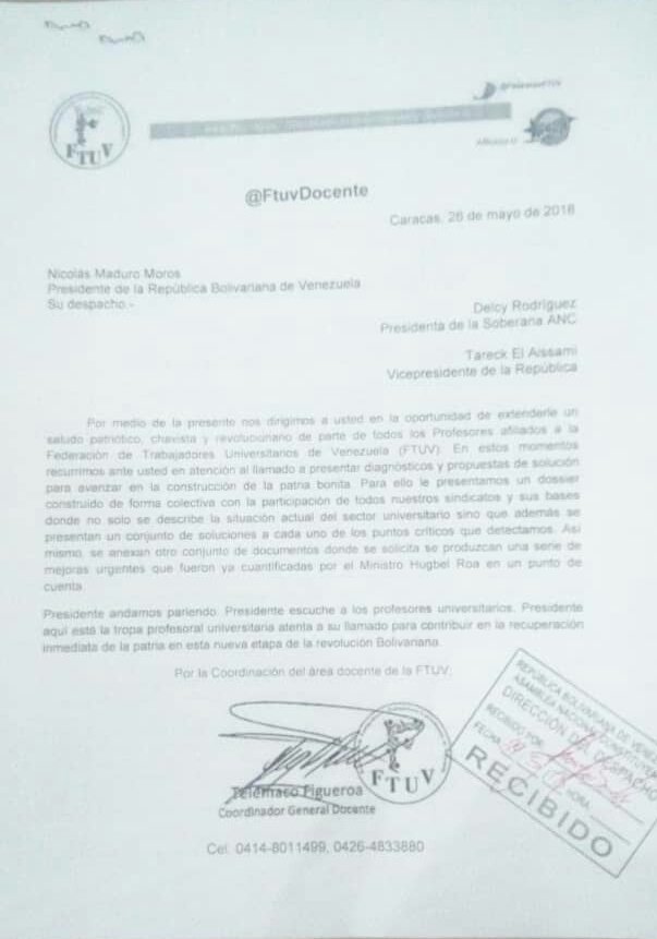 FtuvDocente's tweet photo. La @FtuvDocente se restea con @NicolasMaduro por #SalariosUniversitariosDignosYa 

Acompáñanos:
@hugbelpsuv 
@jorgerpsuv 
@DPresidencia 
@RamonLoboMoreno 
@rmenendezp 
@VTVcanal8 
@la_iguanatv 
@JauaMiranda 
@RNVinformativa 
@PresidencialVen 
@DrodriguezVen https://t.co/aY92doYm83