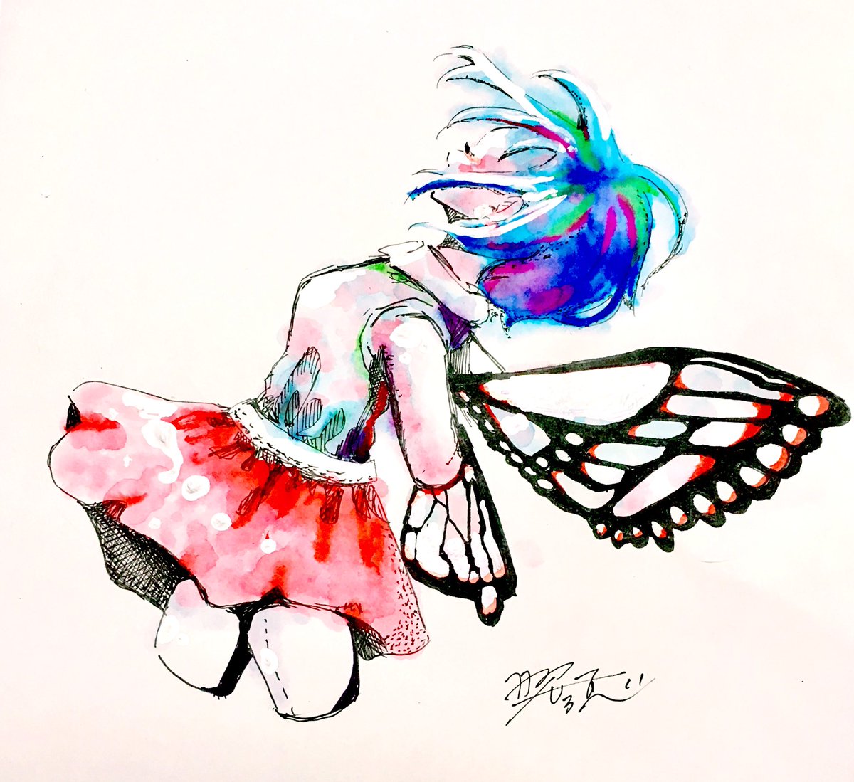 Tema در توییتر 虫の日 蝶々 イラスト てま ほんとはダンゴロ虫描きたかったんだけど 蝶とかかわいいのが見たいです とのリクエストがあったので 蝶々