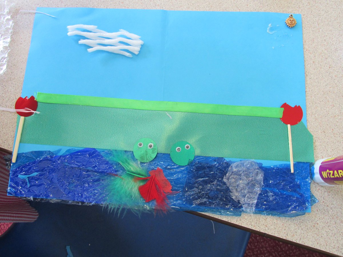 class4stonefold's tweet image. Last half term class 4 learnt about the life cycle of birds, insects and mammals. Here are some collages we have created about the life cycle of a frog.