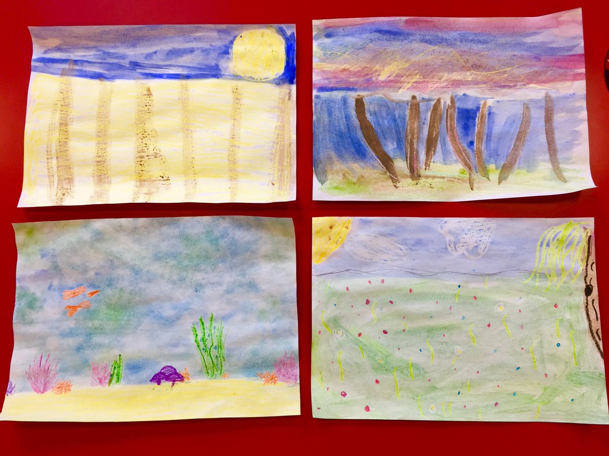 rhicook's tweet photo. This week our year 4s have been looking at #AFirstBookofNature and trying to create backgrounds using some of @PHoracek’s techniques. Wax crayons and water colour are very effective! @nicolakidsbooks @CILIPCKG #CKG18 https://t.co/B9Ob3XBMA9