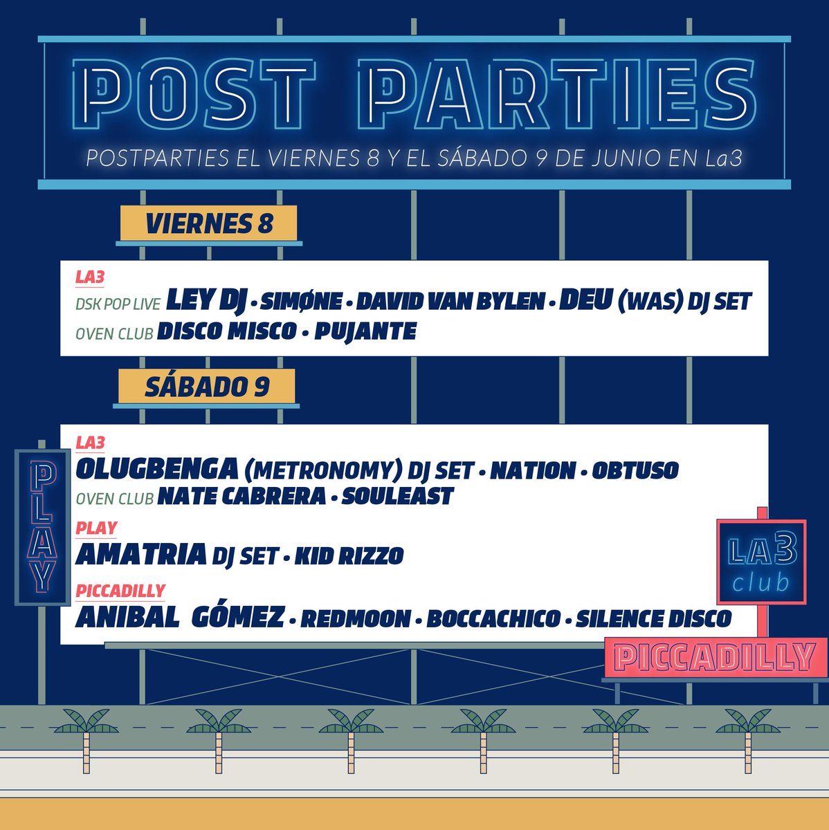 Este fin de semana las post parties oficiales del <a href="/lesartsfest/">Festival De Les Arts</a> se celebran en La3!
Apúntate en la3club.es/listas