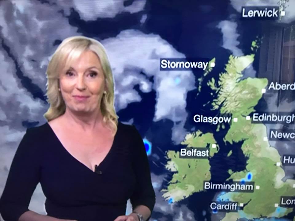 FOURLondon's tweet photo. The very lovely @carolkirkwood on BBC Breakfast this morning giving us all hope for a warmer week ahead!  Hair is looking gorgeous with colour and style by our own two rays of sunshine @MaleekaRobb and @carlyE14 #sunnyoutlook #summersunshinehair https://t.co/gRxzSddBPM