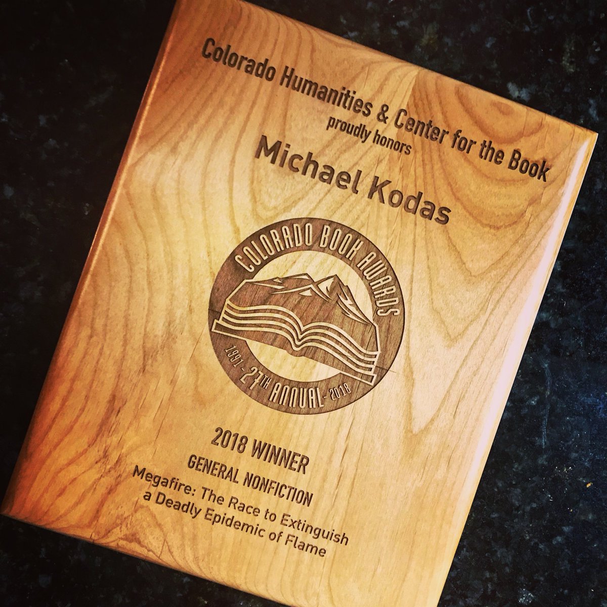 MichaelKodas's tweet image. I’m thrilled to have been awarded this year’s Colorado Book Award for General Nonfiction. I’m honored and humbled. #cba2018 #megafire #cej