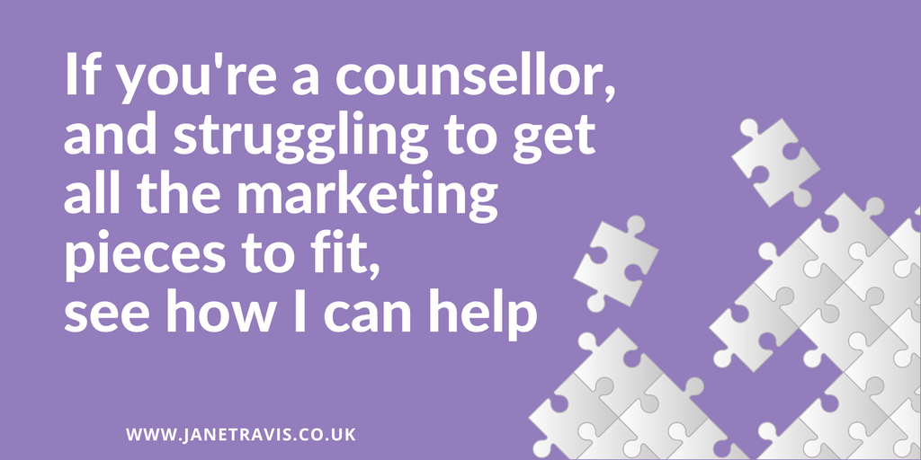 Need some help fitting all the marketing pieces together/ I can help. Take a look janetravis.co.uk/business-devel… #CounsellorTips #PrivatePractice #Training4Therapists
