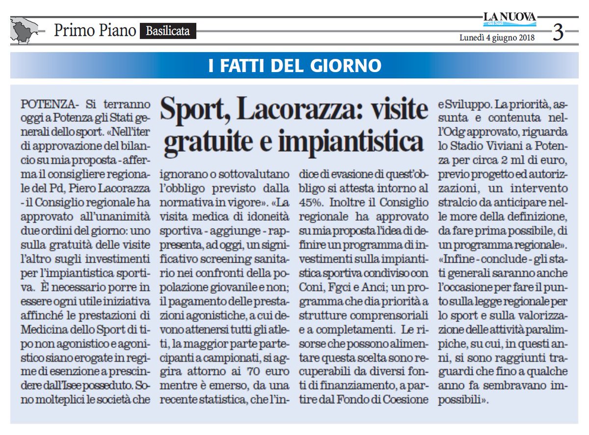AbitareFuturo's tweet photo. @LaNuovadelSud @pierolacorazza Stati generali dello #sport visite gratuite, impiantistica, valorizzazione attività paralimpiche >>>https://t.co/hNfuGRlHpB https://t.co/4fwn3gPzDL