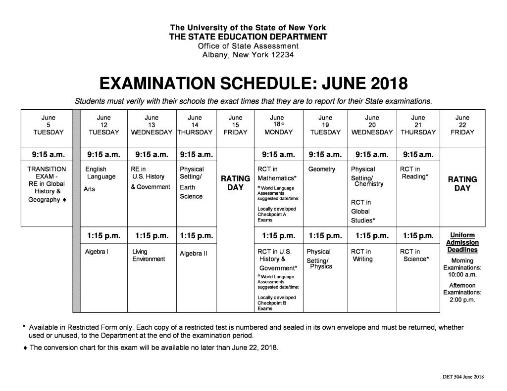 English Regents Scoring Chart 2018