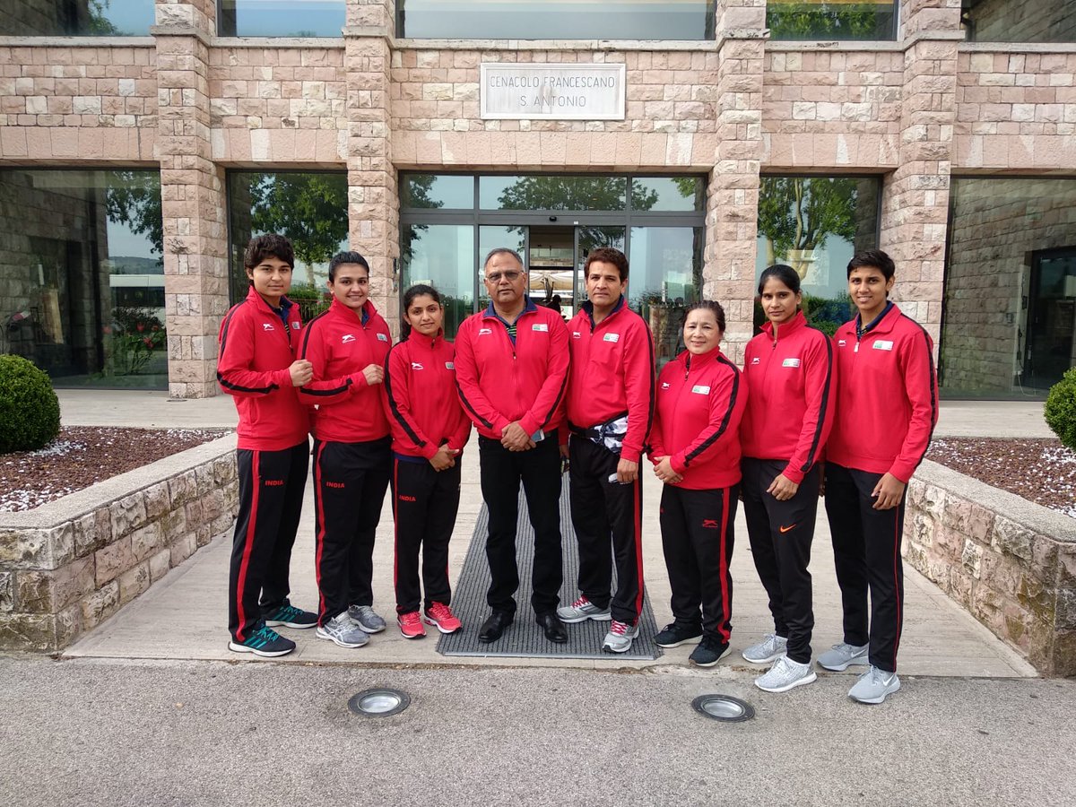 BFI_official's tweet photo. Grueling session in Italy is followed by exposure matches in #UmakhanovMemorialBoxing Tournament in Russia for the Indian boxers starting tomorrow. 
Participating boxers: @boxer_pinkij(51Kg),Shashi Chopra(57Kg),Pavitra (60Kg) Pooja (69Kg), @SaweetyBoora (75Kg) 
#PunchMeinHaiDum https://t.co/6s8hWXGpd5