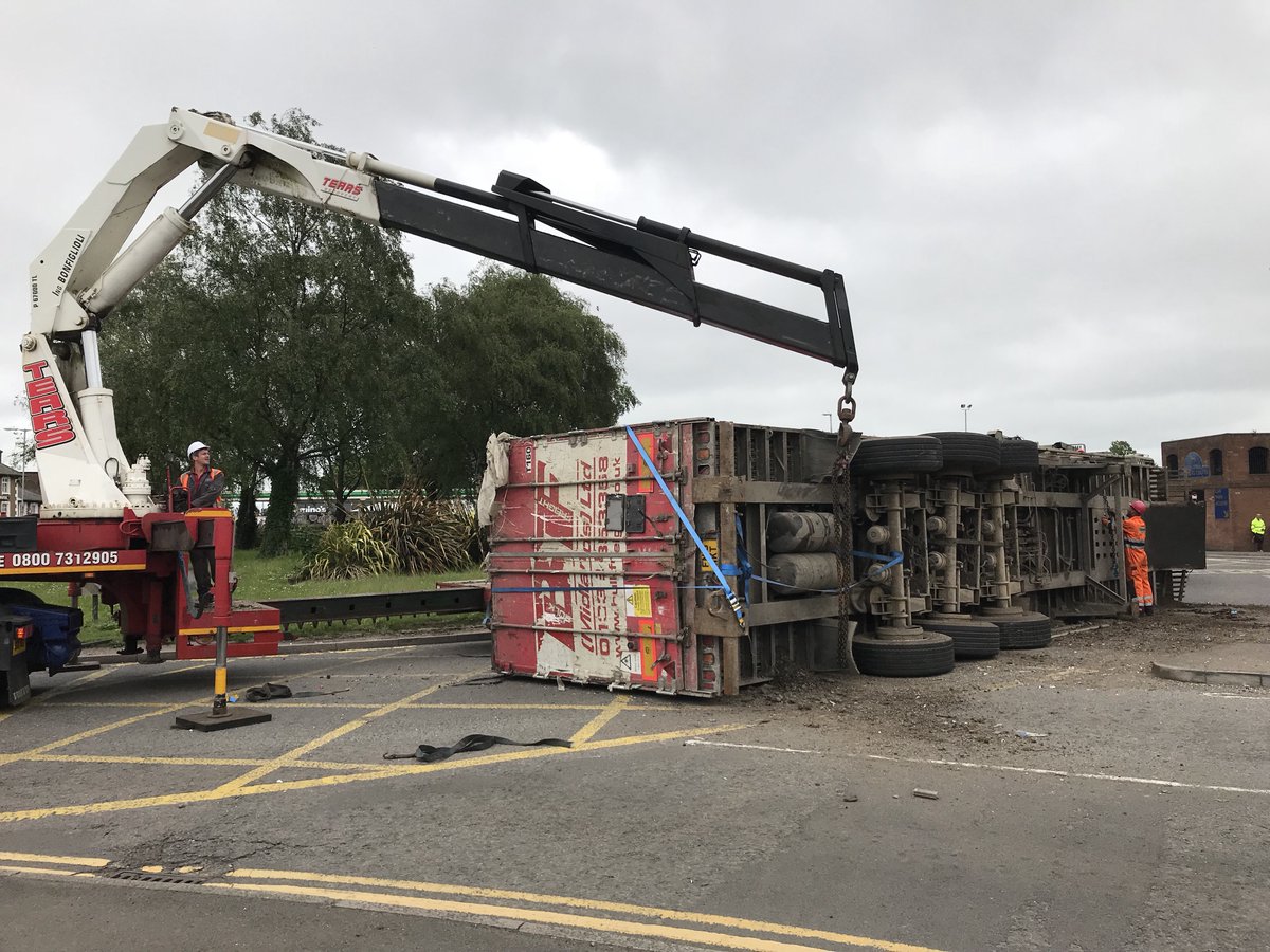 FenCops's tweet photo. RTC Horsefair Roundabout 

Please avoid the Horsefair / Freedom Bridge Roundabout due to an overturned trailer #2445 https://t.co/FppqS0agSq
