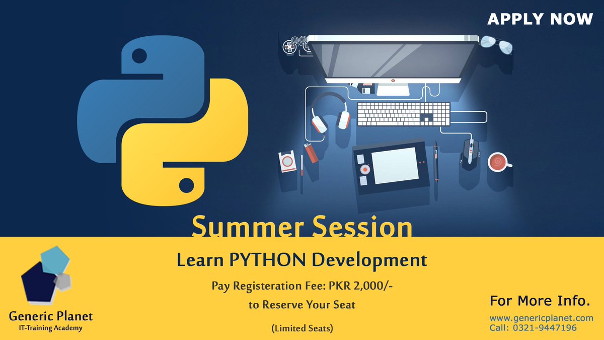 genericplanet's tweet image. #PythonDevelopmentCourse

Registration Link: genericplanet.com/registration
Course Starting Date: June 23, 2018 after eid.
Last date to Register: June 09, 2018.

For more details, contact us on 0321 944 71 96

Generic Planet Pvt Limited