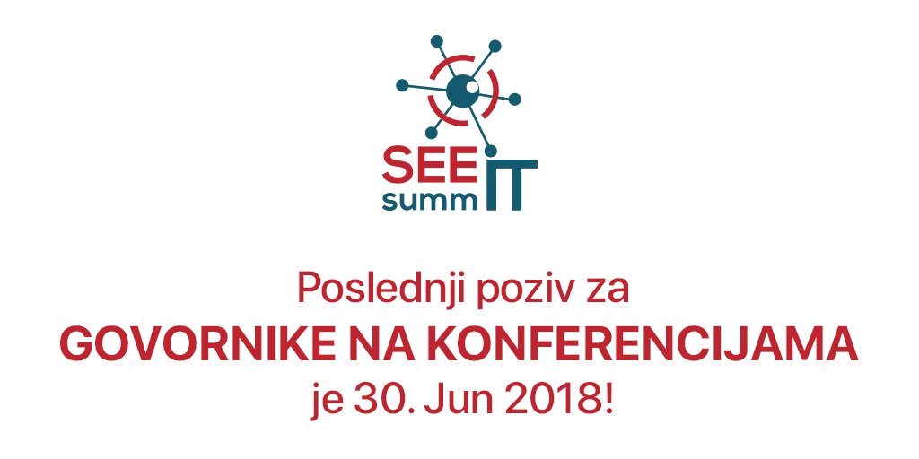 SeeItSummit's tweet photo. Zbog velikog interesovanja, prijave za govornke na konferencijama traju sve do 30. juna!
#ERP #voiceanddatabusiness #IoT #infrastructureinvestment #ICToutsourcing #digitalhealthcare #cybersecurity #telecommunication #datasecurityandprivacy #AI #digitizationindustry https://t.co/cV0SqyYzZV