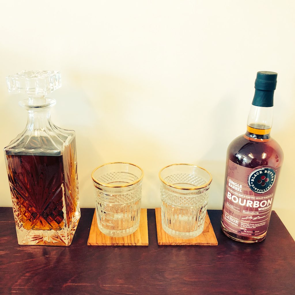 B_Palfreyman's tweet photo. Happy to add this @BlackButton85 single Barrel Bourbon to my office bar. Looks great next to the @USMacallan 18! #ny #nyspirits https://t.co/IKc6sO2Bai