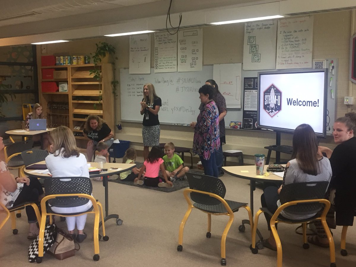 DrGLowder's tweet photo. Our superstar kindergarten team is taking on their first STEAM-U session this morning sharing their expertise on inquiry and its value in our primary classrooms.  Look! There are students involved today! #STEAMUnixa #STEAMazing @GOCSDMO @jtsdnixa @nixaschools https://t.co/yxby3bNKeG