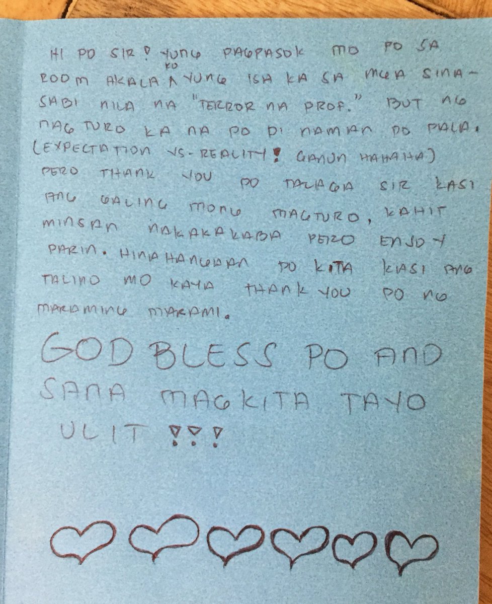 thetigeRAD's tweet photo. Na-touch naman ako sa appreciation letters. #AcademicBridgeProgram ๐๐๐
(But, to clarify, mga bes, 3 hours lang akong nagturo ng S-V agreement & tenses sa kanila, & mahirap talagang ituwid ang mga baluktot sa 11 taong pinagdaanan nila sa sistema ng basic education natin. Ayun.) https://t.co/6jpImcJ1dx