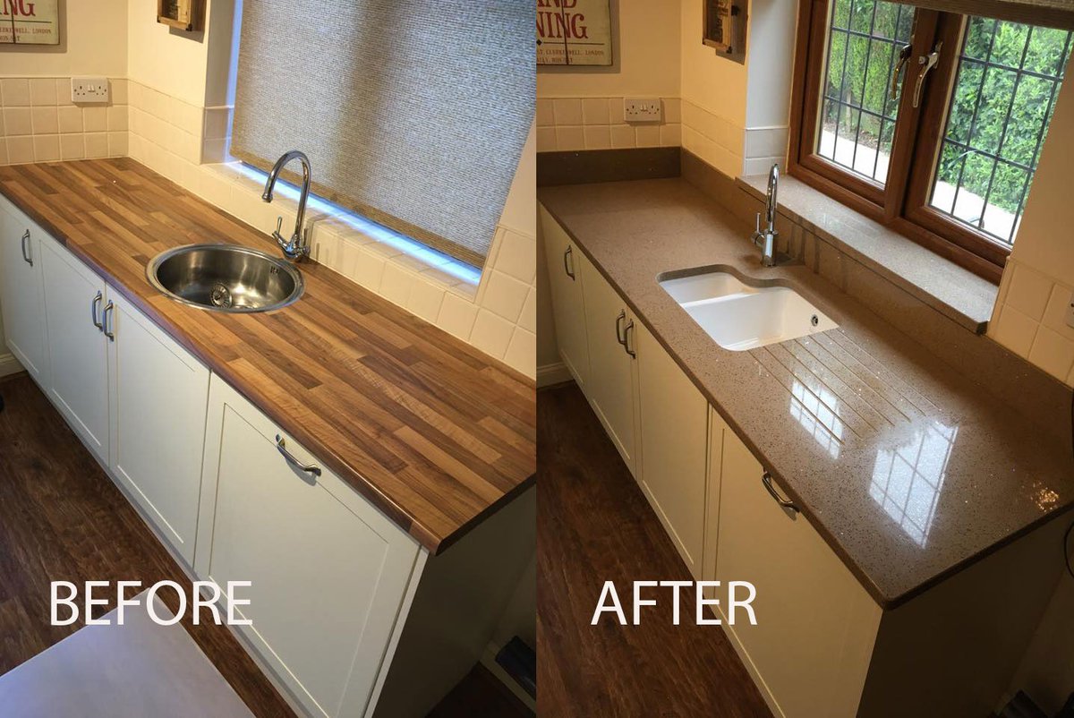 CJStonemasonry's tweet photo. We changed the old wooden tops for Emperor Stone Amaretto and a sink and tap from @1810co
Great transformation, giving the kitchen a new lease of life, included upstands and splashback
https://t.co/EgK6HoxIq8
#quartzworktops #worktopreplacement #kitcheninspiration https://t.co/VQWaq2c4Ep