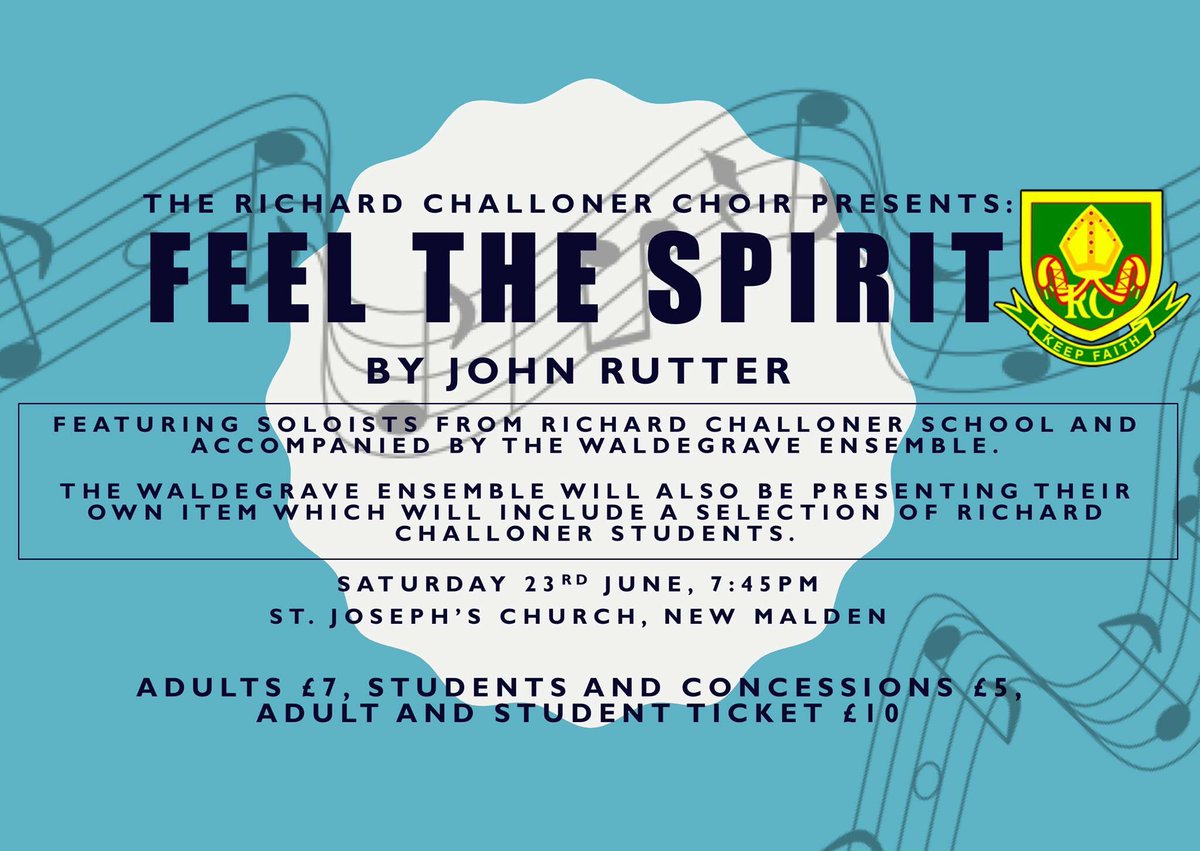 OldMaldenNews's tweet photo. EVENT: Richard Challoner School in Malden Manor has an exciting concert coming up at St. Joseph's Church in New Malden. Featuring student &amp; staff soloists in the schools choir.

The concert is around 1 hour &amp; is the largest scale work the school has attempted. Go along &amp; support! https://t.co/tTFnYXlvhZ