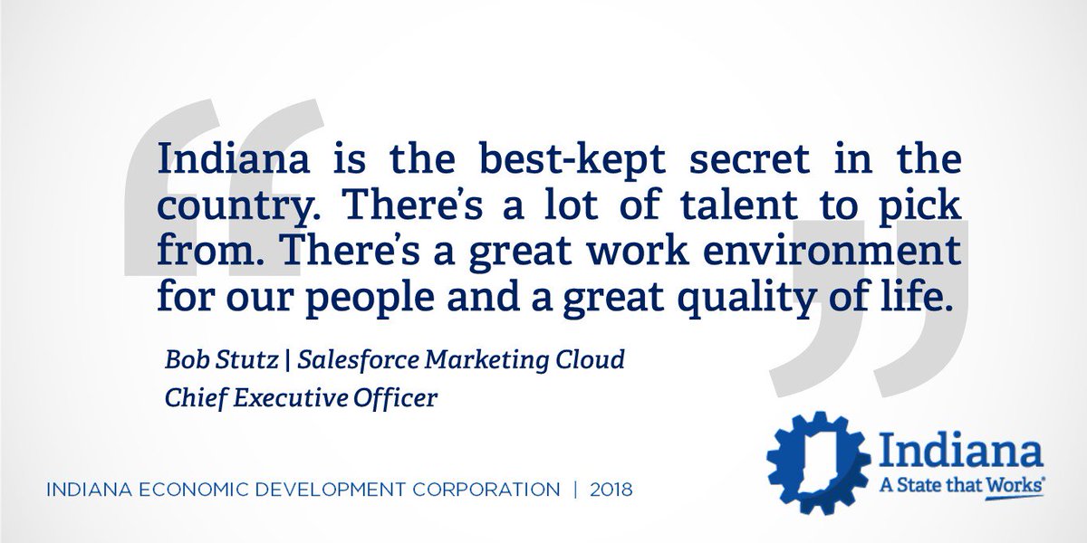 InvestIN_Japan's tweet photo. “Indiana is the best-kept secret in the country,” says Bob Stutz, CEO of @Salesforce Marketing Cloud. “There’s a lot of talent to pick from. There’s a great work environment for our people and a great quality of life.” https://t.co/YmPnsfTFcM