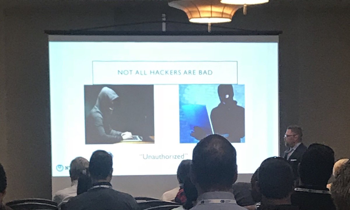 Hilary_Maskas's tweet photo. @brentwdesign aka “the good hacker” getting the crowd engaged on a hot topic today @technosecurity conference https://t.co/OsX3BLXBpD