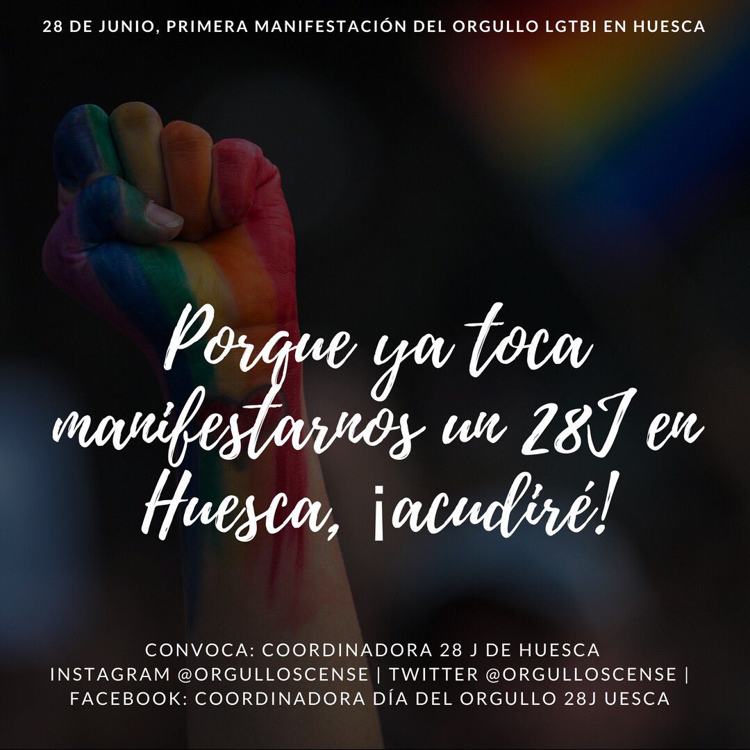 orgulloscense's tweet photo. Hay muchos motivos para apoyar la primera manifestación del Orgullo LGTBI que se desarrollará en #Huesca este #28J. https://t.co/QP0RRPBkPU