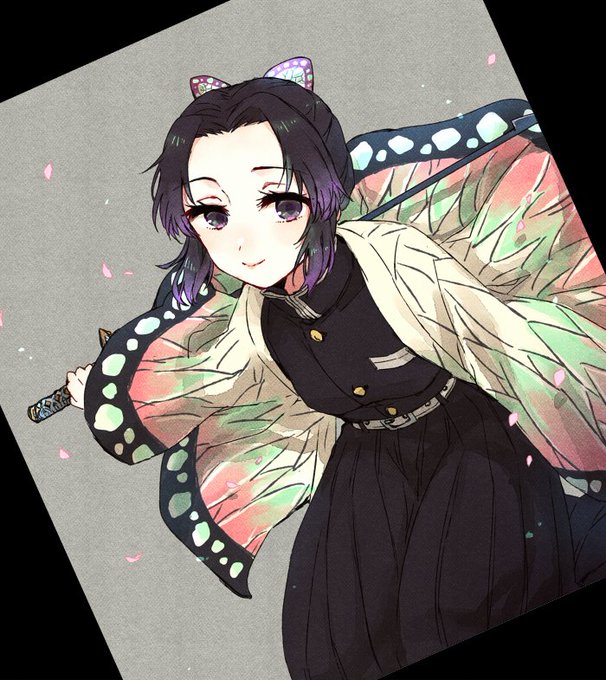 月てててさんがTwitterに投稿した胡蝶しのぶ(鬼滅の刃)のイラスト。