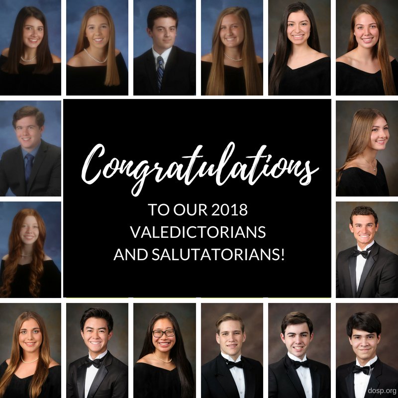 DioStPete's tweet photo. Congratulations to valedictorians & salutatorians for the 2017/2018 school year from the six Catholic high schools in our diocese! More: https://t.co/sDbUpnyxWW. #DOSPschools #DOSPjoy #DOSPhope
@holynamestpa @bmchscanes @CCCHSMarauders @JesuitTampaFL @spchsbarons @tampacatholic https://t.co/vgpYbtptoZ