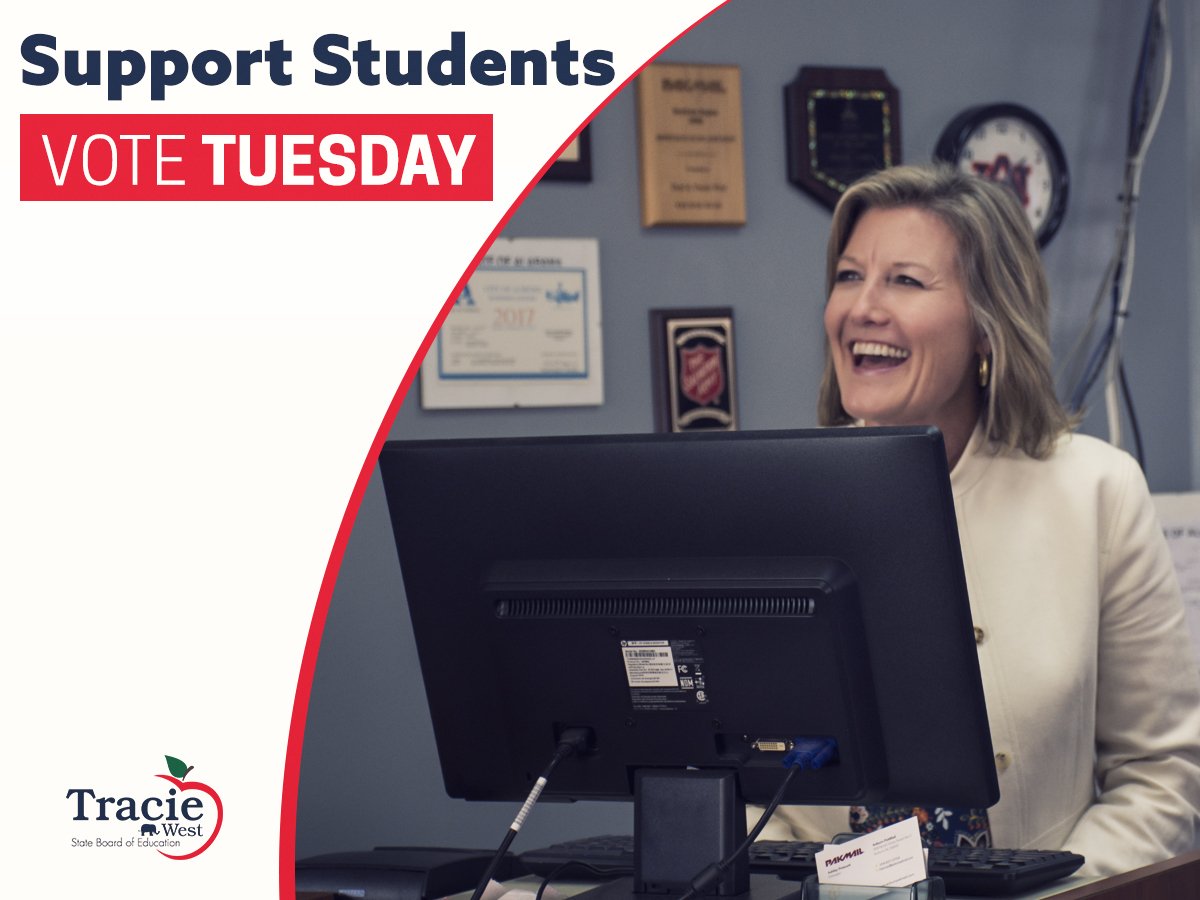 WestForSchools's tweet photo. My agenda for Alabama State Board of Education consists of three words: students, students, students! Get ready to vote on Tuesday, June 5 by finding your polling location now. Let’s prioritize our children. https://t.co/32dllqAREA https://t.co/naHt5a9snp
