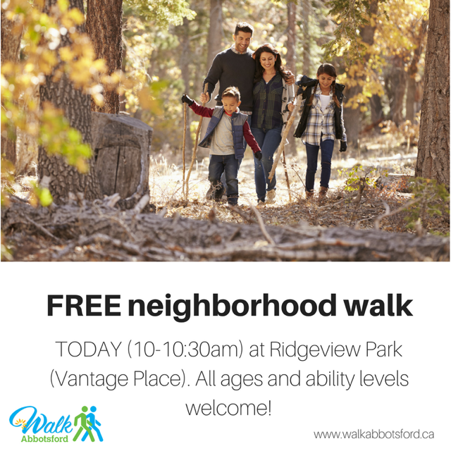 Join us today at 10:00 a.m. at Ridgeview Park!  walkabbotsford.ca   #walkabbotsford https://t.co/pVycMD7zQK