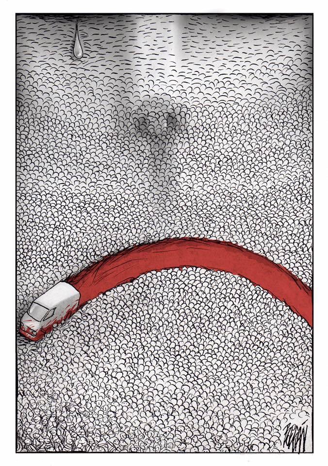 -EL MARTIRIO DE LOS INOCENTES
.1er PREMIO del concurso internacional " THE END OF TERRORISM " Teherán Iran, Junio 2018.