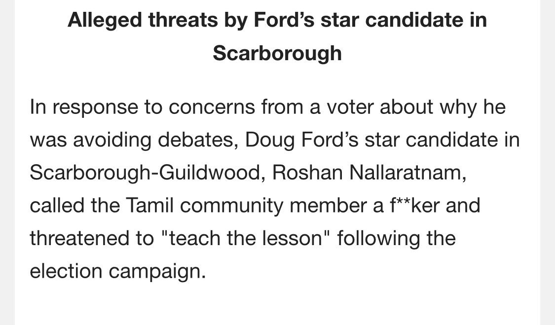 BREAKING: <a href="/TorontoPolice/">Toronto Police</a> have launched a professional standards investigation into TPS officer and Scarborough-Guildwood PC candidate Roshan Nallaratnam after alleged threats he made during the campaign. #ONpoli #yyz